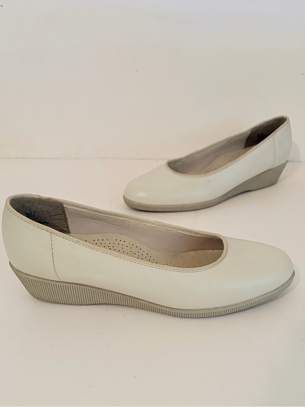 Softspots Bone Leather Stephanie Low Wedge Slip On Comfort Shoes